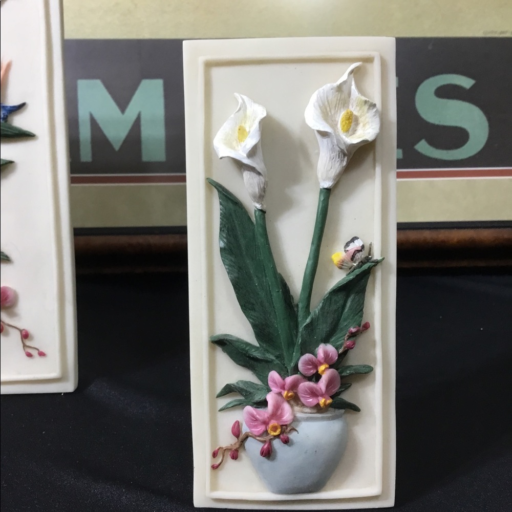 VTG Decorative Soapstone Floral Plaques - Picture 7 of 9